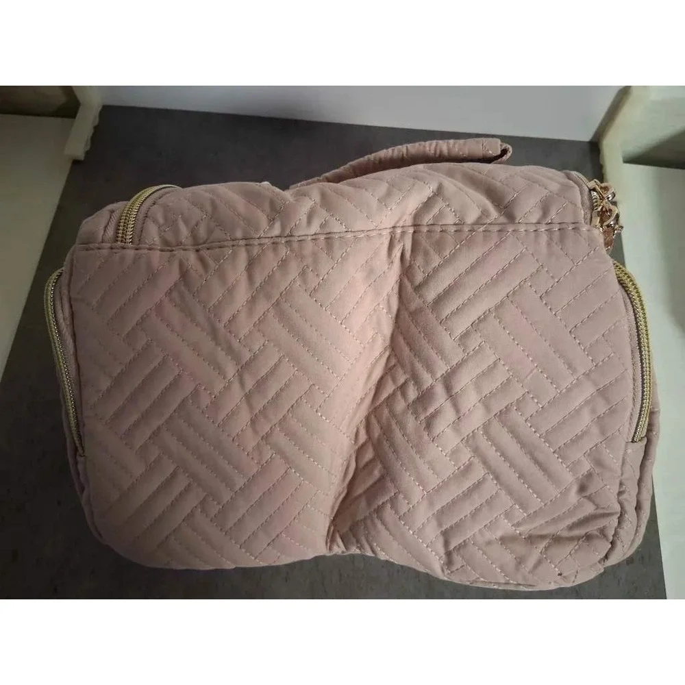 Bagsmart Quilted Toiletry Bag Pink Travel Cosmetic Makeup Organizer Case